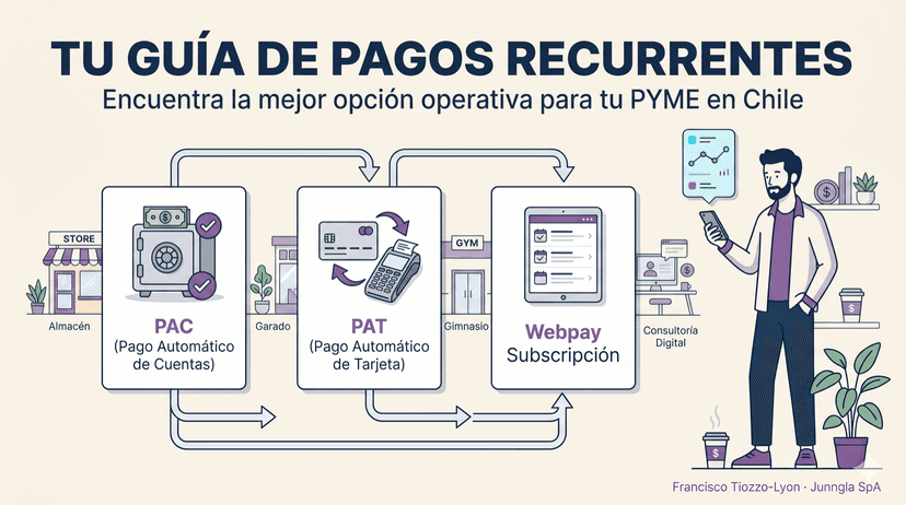 PAC, PAT, Webpay subscripción · cuál usar para qué. Guía operativa para PYMEs.